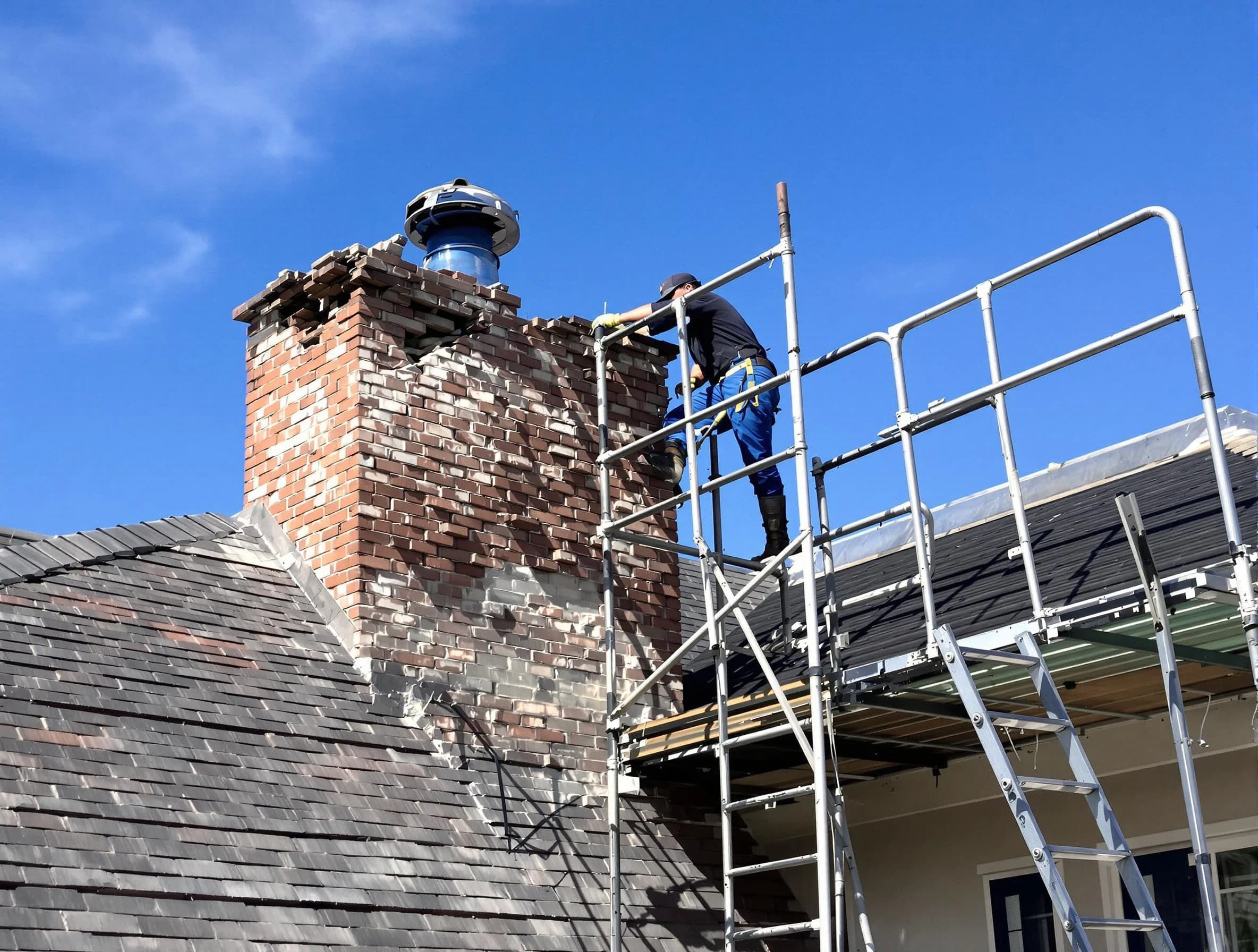 Rebuilding a chimney structure by Smyrna Chimney Sweep in Smyrna, TN