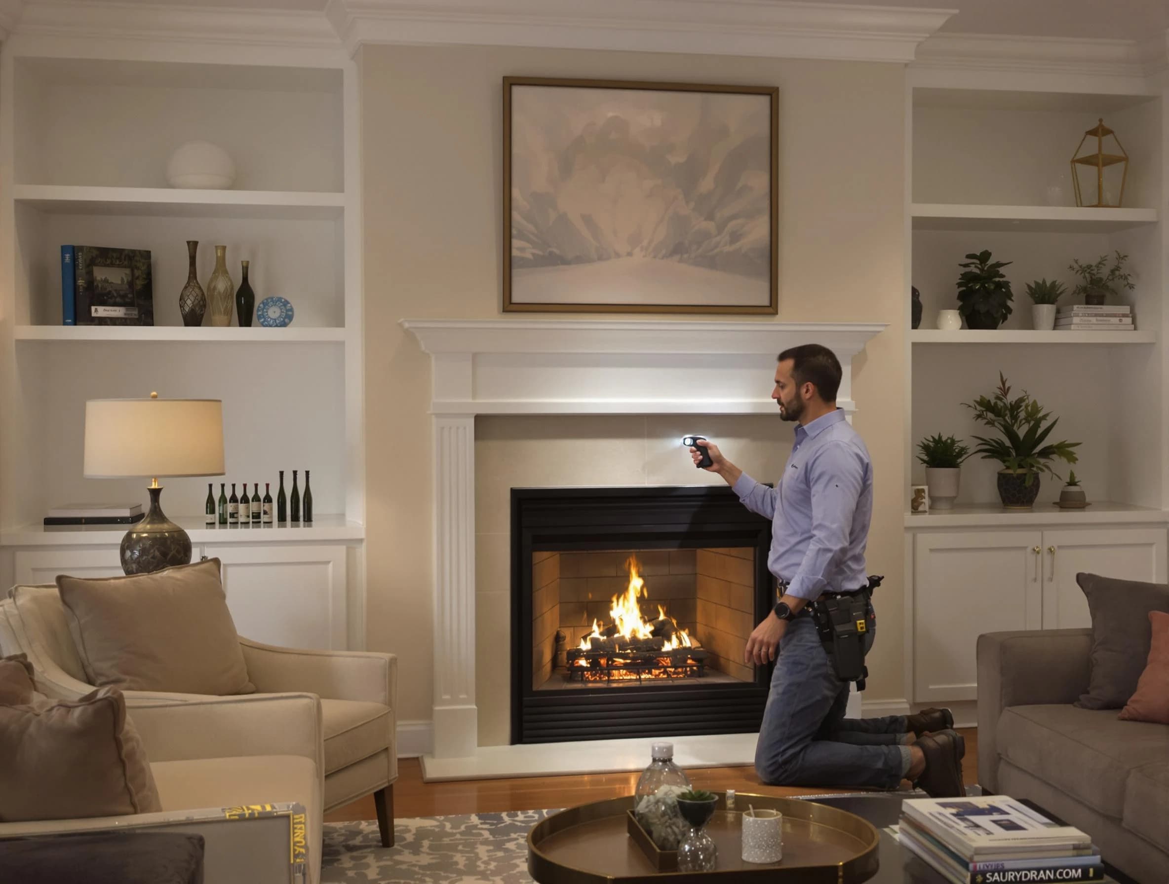 Smyrna Chimney Sweep conducting a fireplace safety inspection in Smyrna, TN