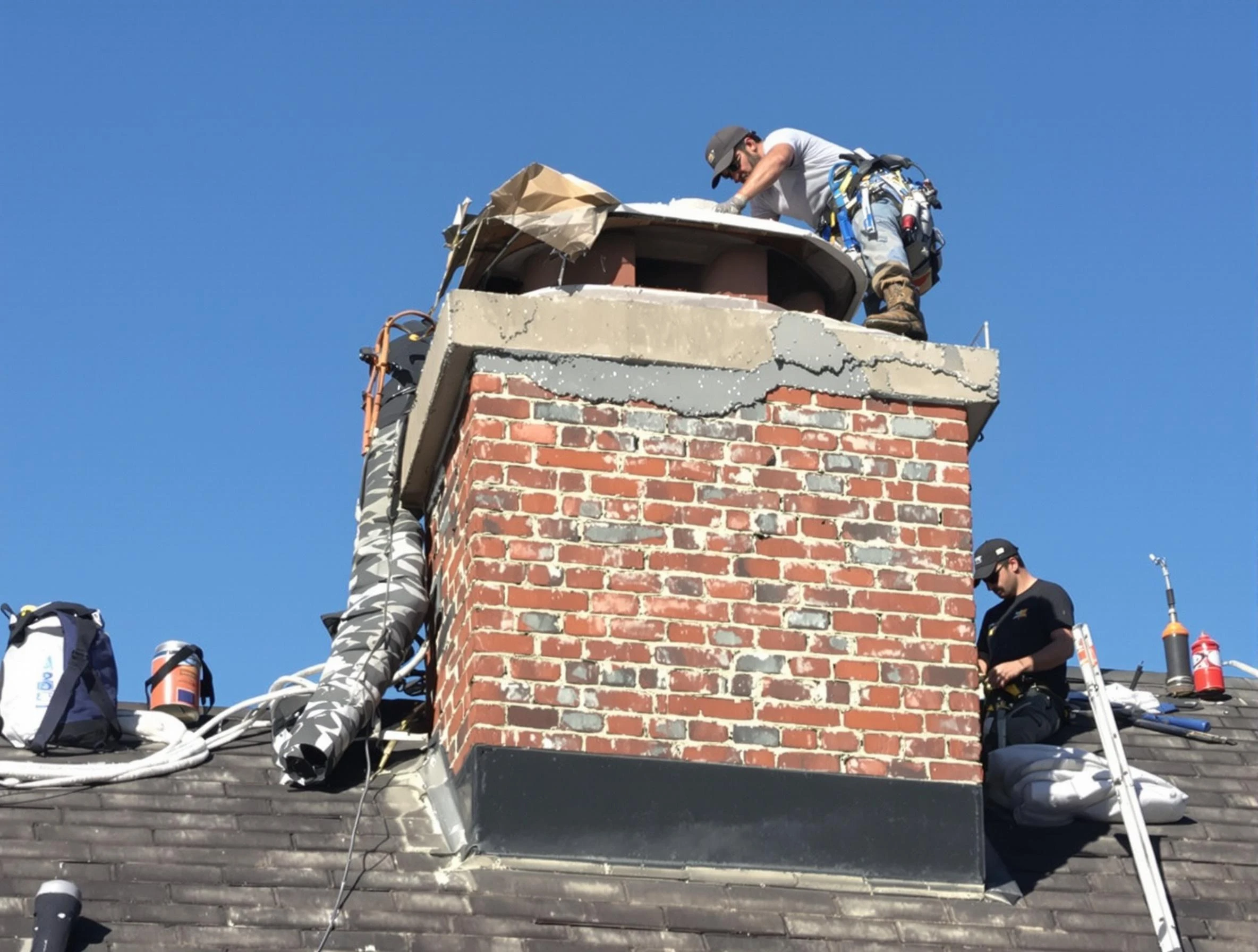 Smyrna Chimney Sweep installing a custom chimney crown in Smyrna, TN