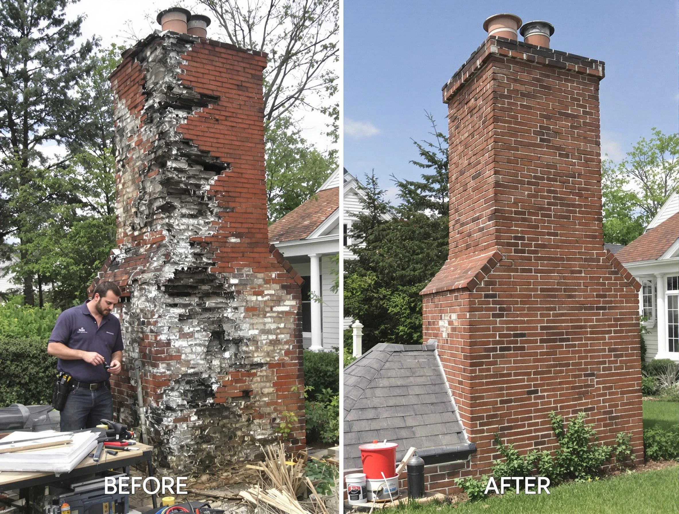 Smyrna Chimney Sweep performing a full chimney restoration in Smyrna, TN
